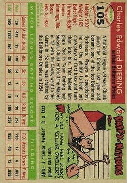 1955 Topps #105 Chuck Diering back image