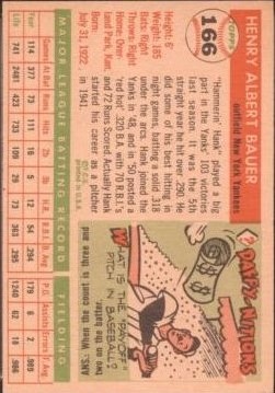 1955 Topps #166 Hank Bauer back image
