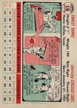 1956 Topps #15 Ernie Banks DP back image