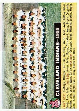 1956 Topps #85A Cleveland Indians TC/Centered