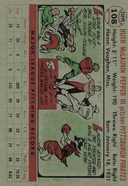 1956 Topps #108 Laurin Pepper back image