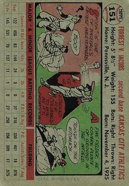 1956 Topps #151 Spook Jacobs back image