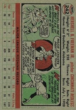 1956 Topps #242 Hershell Freeman back image