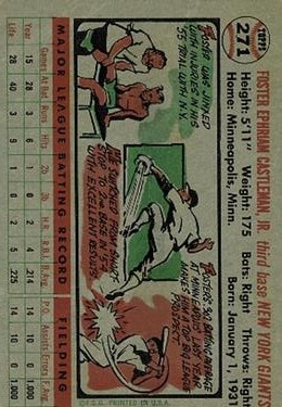 1956 Topps #271 Foster Castleman RC back image