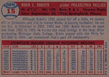 1957 Topps #15 Robin Roberts back image