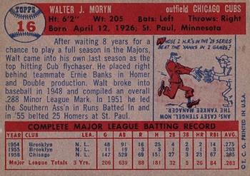 1957 Topps #16 Walt Moryn back image