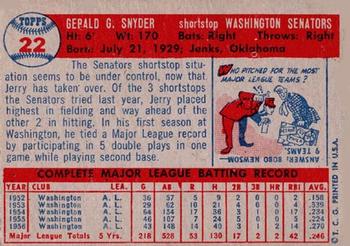 1957 Topps #22 Jerry Snyder UER/Photo actually Ed Fitzgerald back image