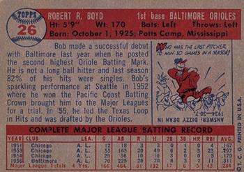 1957 Topps #26 Bob Boyd back image