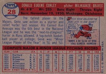 1957 Topps #28 Gene Conley back image