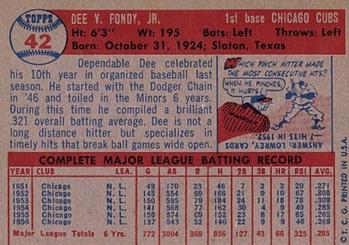 1957 Topps #42 Dee Fondy back image