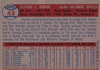 1957 Topps #43 Connie Johnson back image