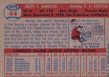 1957 Topps #44 Joe DeMaestri back image