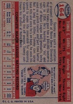 1957 Topps #164 Tommy Carroll back image