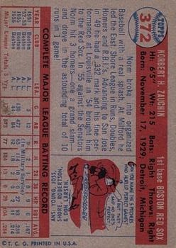 1957 Topps #372 Norm Zauchin back image