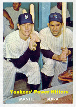1957 Topps #407 Yankees Power Hitters/Mickey Mantle/Yogi Berra
