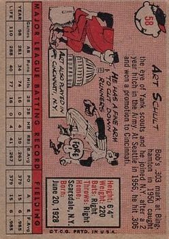 1958 Topps #58A Art Schult back image