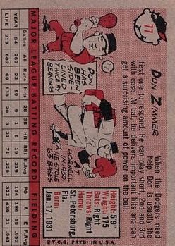 1958 Topps #77A Don Zimmer back image