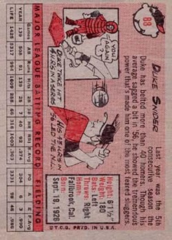 1958 Topps #88 Duke Snider back image