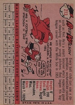 1958 Topps #213 Red Wilson back image