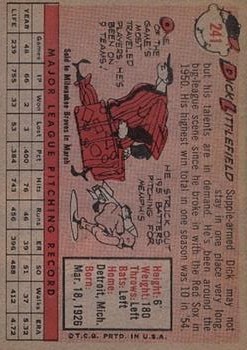 1958 Topps #241 Dick Littlefield back image