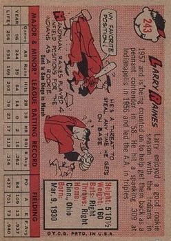 1958 Topps #243 Larry Raines RC back image