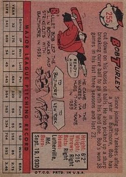 1958 Topps #255 Bob Turley back image