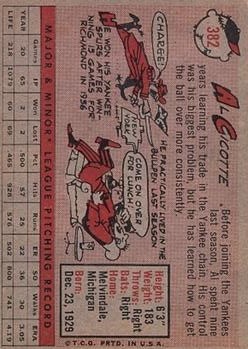 1958 Topps #382 Al Cicotte back image