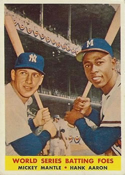 1958 Topps #418 World Series Batting Foes/Mickey Mantle/Hank Aaron
