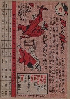 1958 Topps #421 Dixie Howell back image