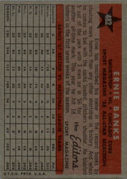 1958 Topps #482 Ernie Banks AS back image