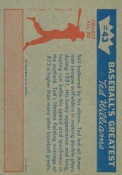 1959 Fleer Ted Williams #43 Double Play Lead back image