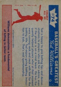 1959 Fleer Ted Williams #74 Here's How back image