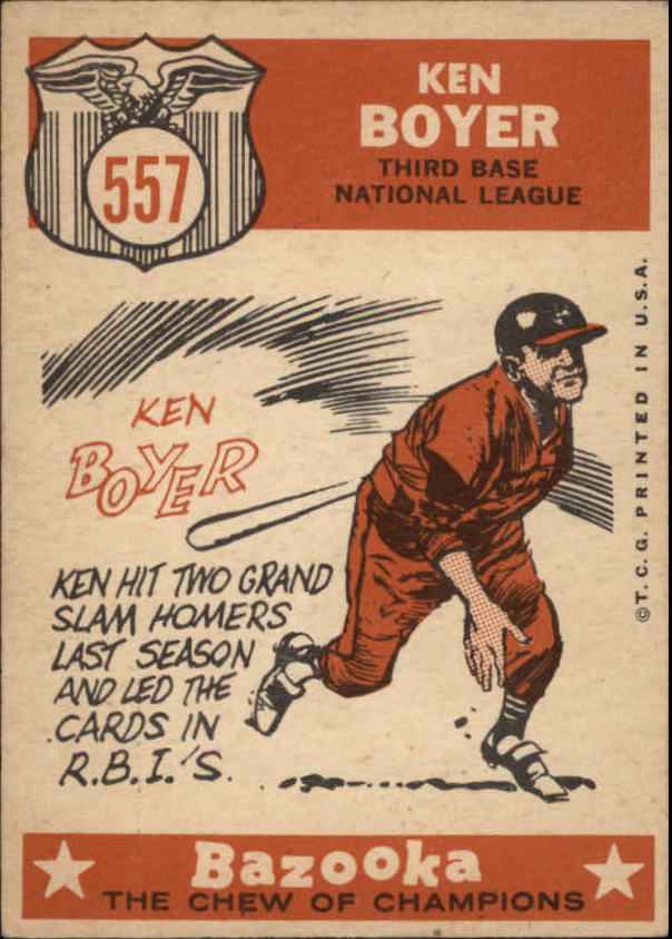 1959 Topps #557 Ken Boyer AS back image