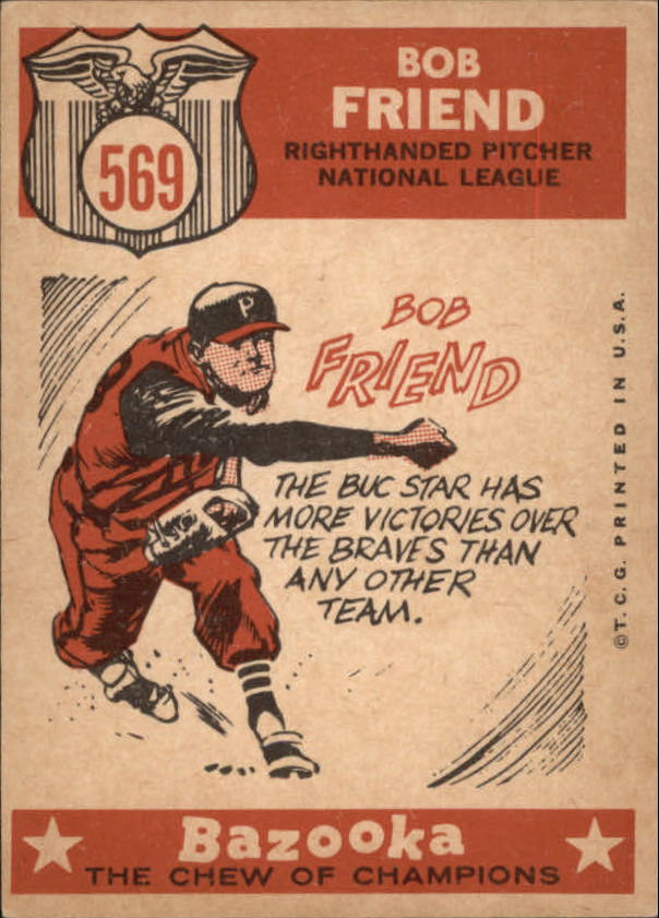 1959 Topps #569 Bob Friend AS back image
