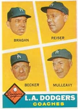 1960 Topps #463 Dodgers Coaches/Bobby Bragan/Pete Reiser/Joe Becker/Greg Mulleavy