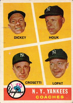 1960 Topps #465 Yankees Coaches/Bill Dickey/Ralph Houk/Frank Crosetti/Ed Lopat