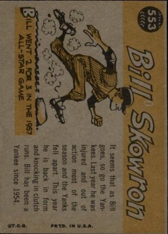 1960 Topps #553 Bill Skowron AS back image