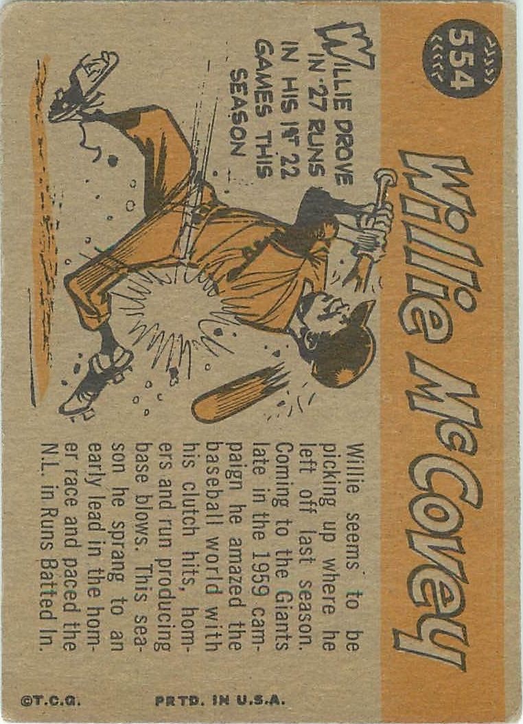 1960 Topps #554 Willie McCovey AS back image