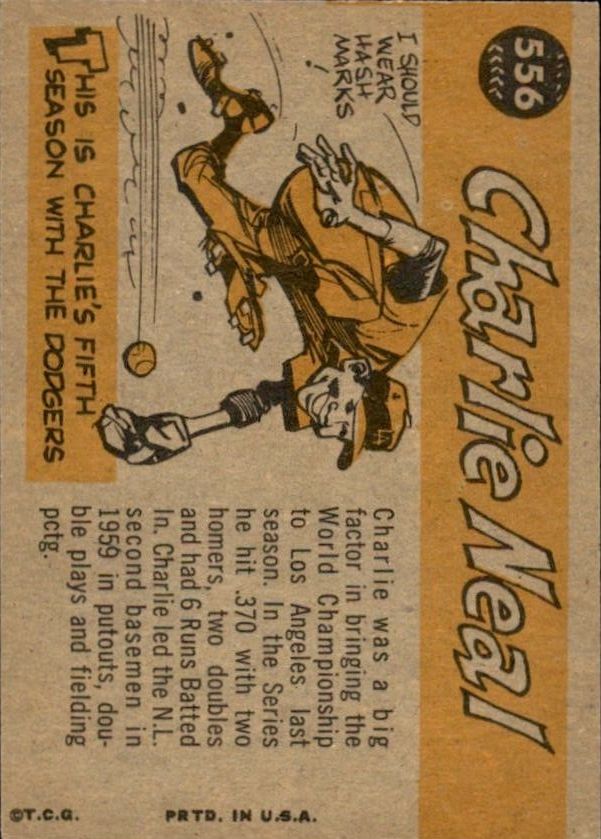 1960 Topps #556 Charlie Neal AS back image