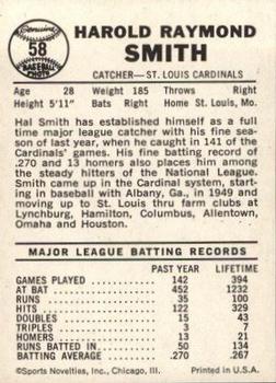 1960 Leaf #58A Hal Smith * back image