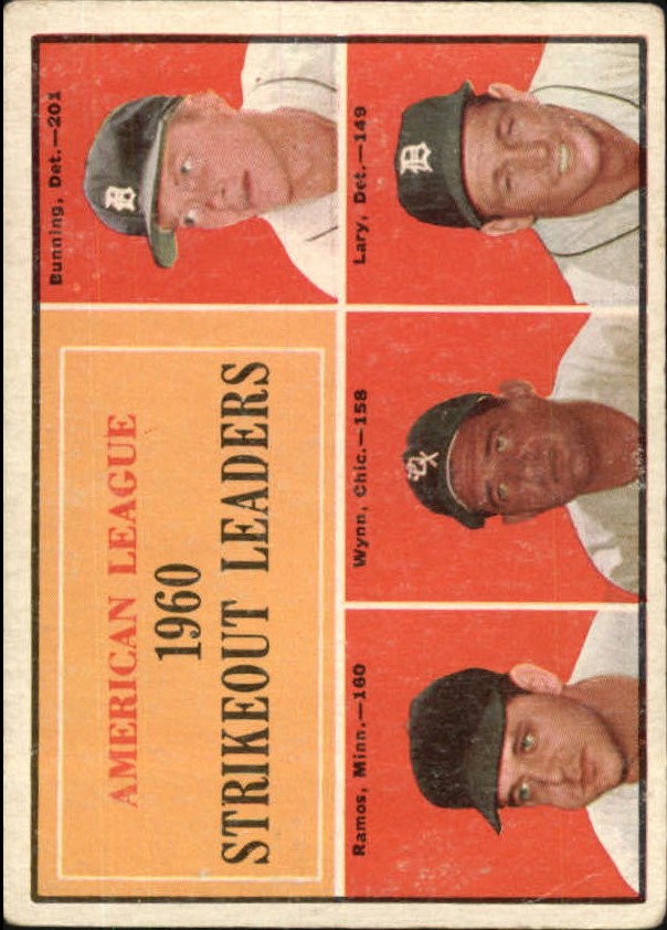 1961 Topps #50 AL Strikeout Leaders/Jim Bunning/Pedro Ramos/Early Wynn/Frank Lary