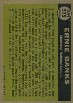 1961 Topps #575 Ernie Banks AS back image