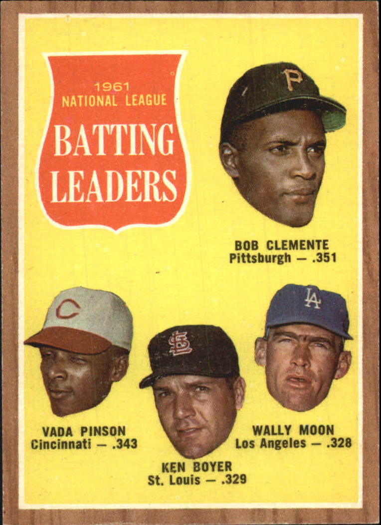 1962 Topps #52 NL Batting Leaders/Roberto Clemente/Vada Pinson/Ken Boyer/Wally Moon