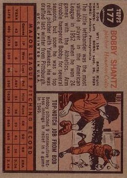 1962 Topps #177 Bobby Shantz back image