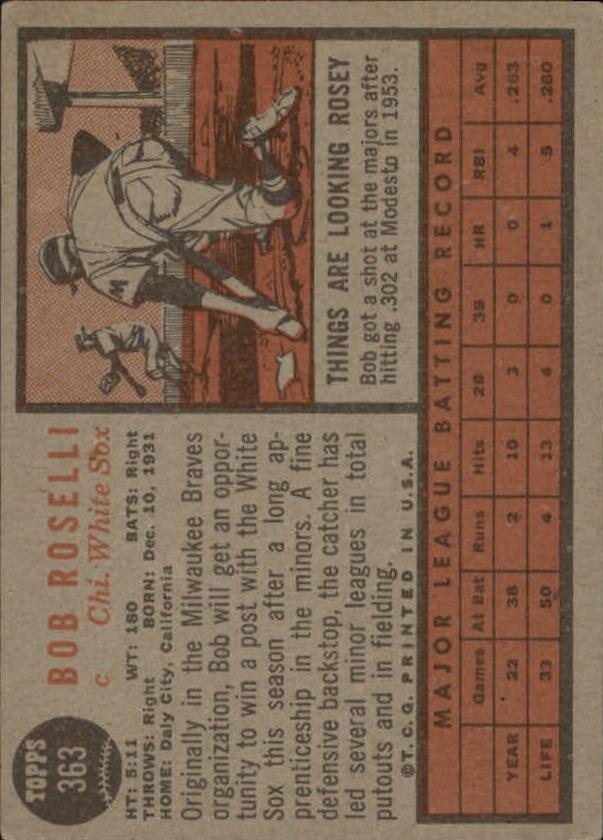 A0220- 1962 Topps BB #s 358-580 APPROXIMATE GRADE -You Pick- 15+ FREE US SHIP