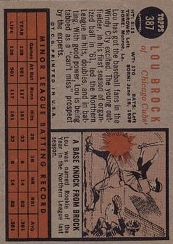 1962 Topps #387 Lou Brock RC back image