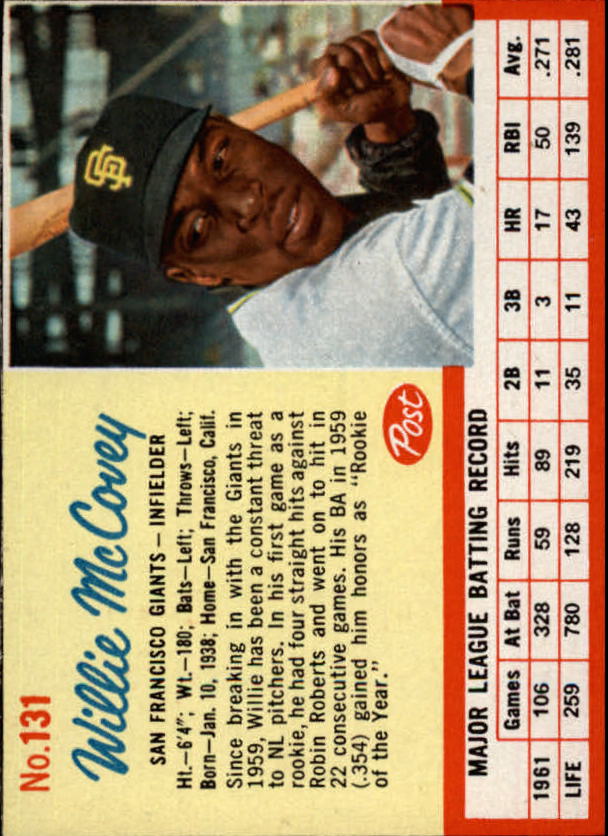 1962 Post #131 Willie McCovey