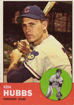 VG/EX Cubs Baseball Card 1963 Topps # 15 Ken Hubbs Chicago Cubs Deans Cards 4