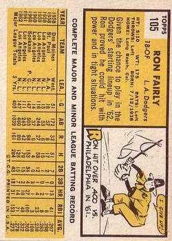 1963 Topps #105 Ron Fairly back image