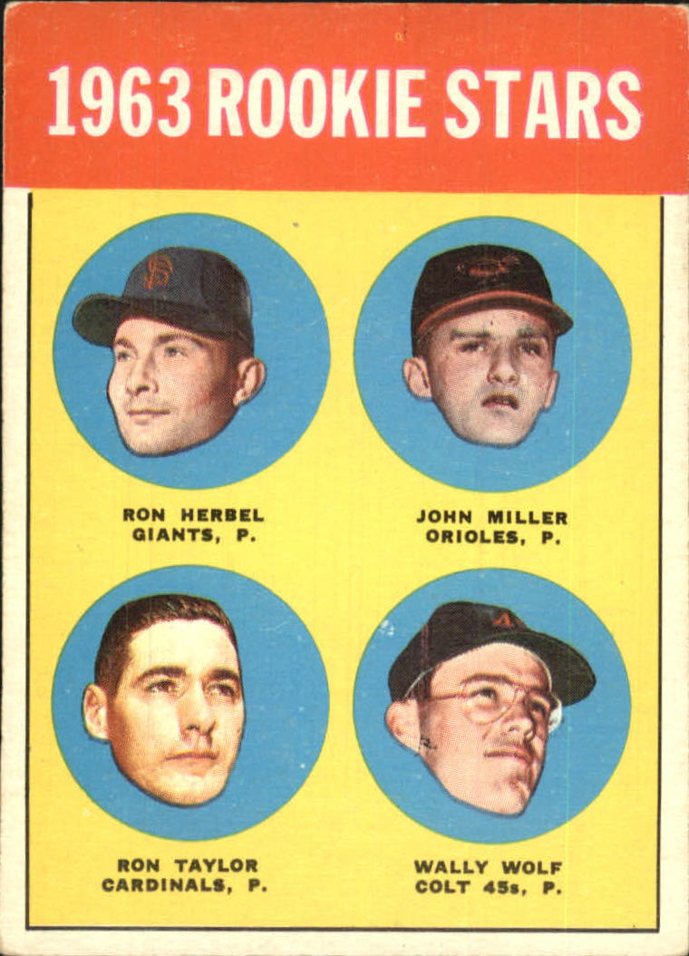 1963 Topps #208 Rookie Stars/Ron Herbel RC/John Miller RC/Wally Wolf RC/Ron Taylor